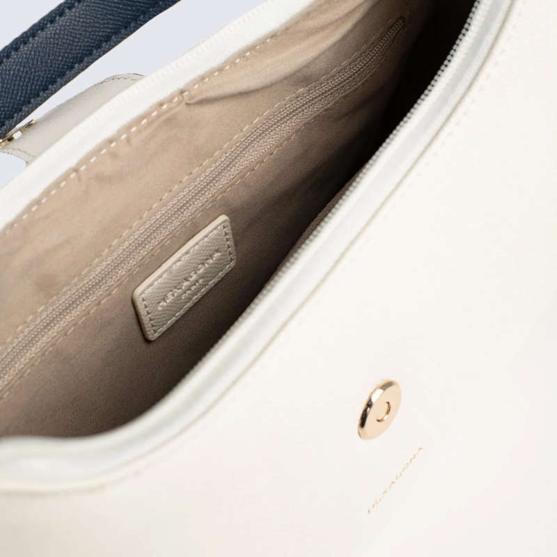 Sac bandoulière Hexagona, Sac bandoulière chic et élégant femme en textile blanc marine