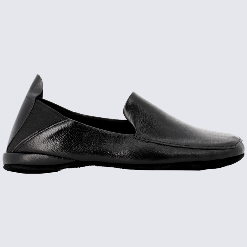 Pantoufles Erel, Pantoufles confort classique homme en cuir noir
