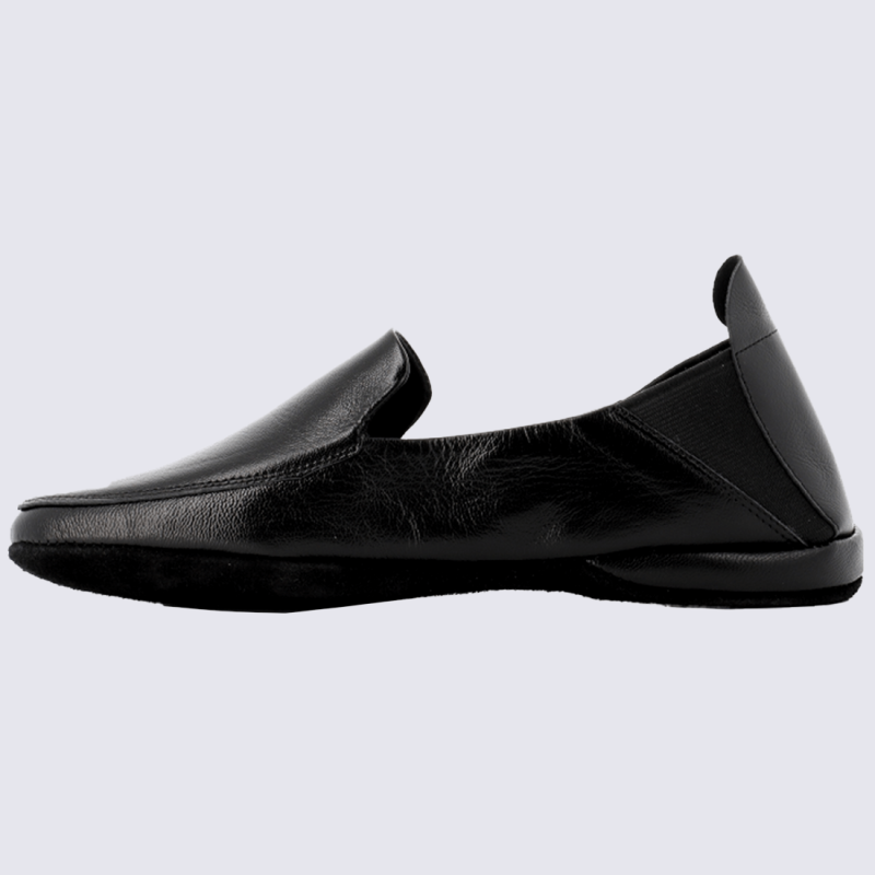 Pantoufles Erel, Pantoufles confort classique homme en cuir noir