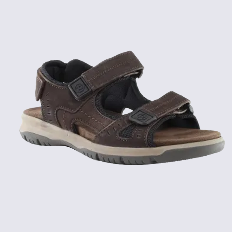 Sandales Rohde, Sandales confort sport homme en nubuck espresso
