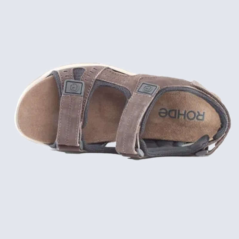 Sandales Rohde, Sandales confort sport homme en nubuck espresso