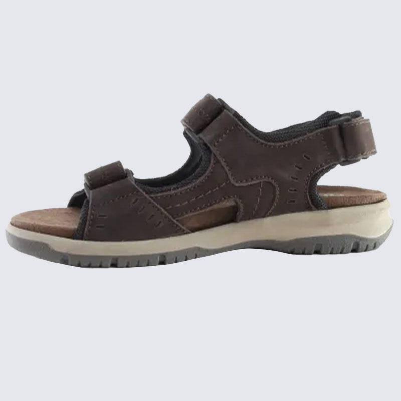 Sandales Rohde, Sandales confort sport homme en nubuck espresso