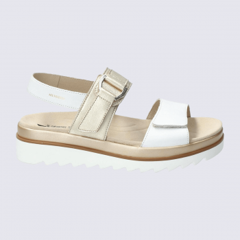 Sandales Mephisto, Sandales confort extrême femme en cuir blanc