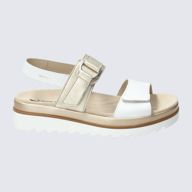 Sandales Mephisto, Sandales confort extrême femme en cuir blanc