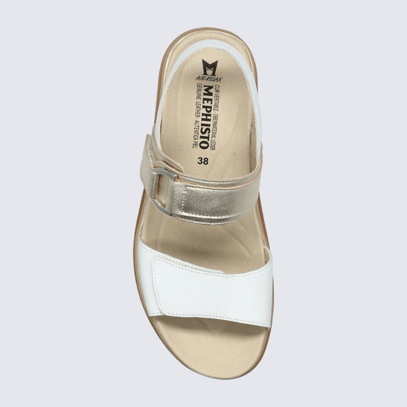 Sandales Mephisto, Sandales confort extrême femme en cuir blanc