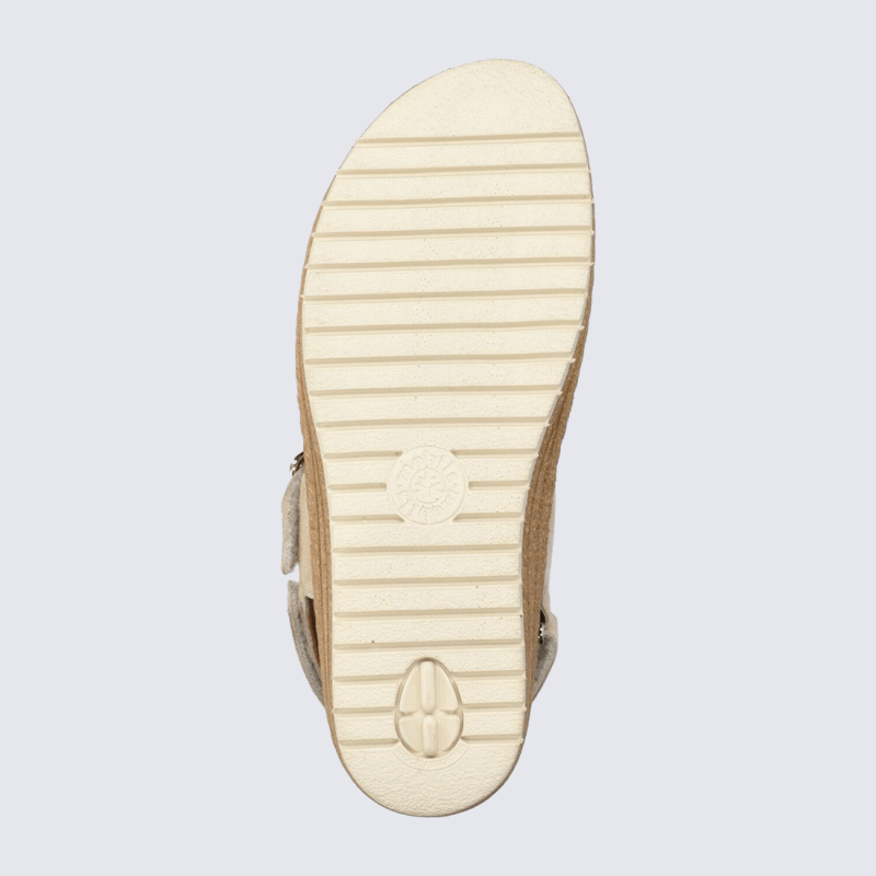 Sandales compensées, Sandales confort chic femme en cuir beige