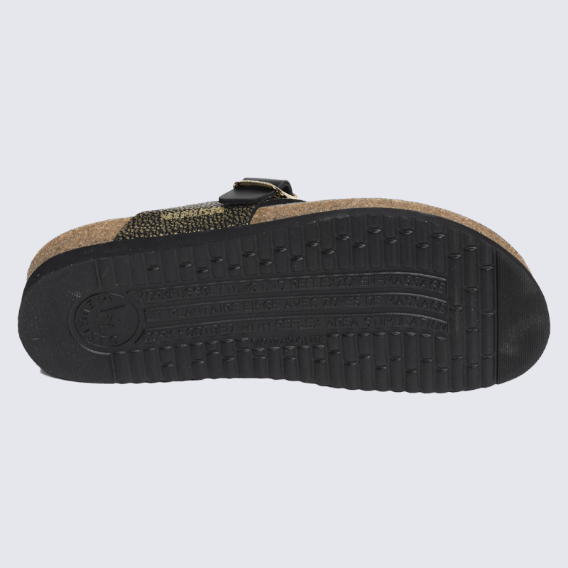 Sandales entre-doigts Mephisto, Sandales entre-doigts HELEN MIX femme en cuir noir et doré