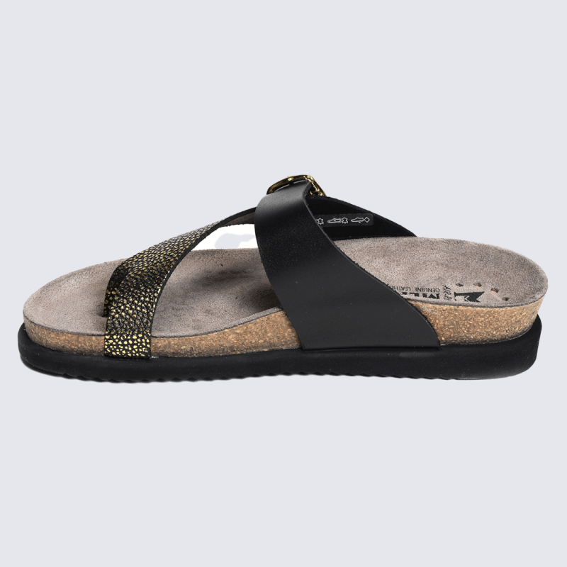 Sandales entre-doigts Mephisto, Sandales entre-doigts HELEN MIX femme en cuir noir et doré