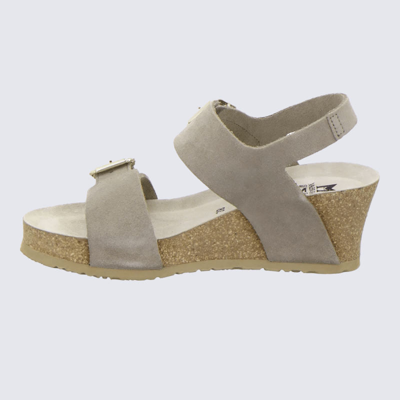 Sandales compensées Mephisto, sandales à talons compensés femme en cuir gris chaud