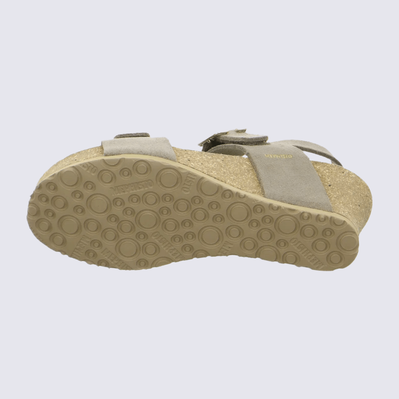 Sandales compensées Mephisto, sandales à talons compensés femme en cuir gris chaud