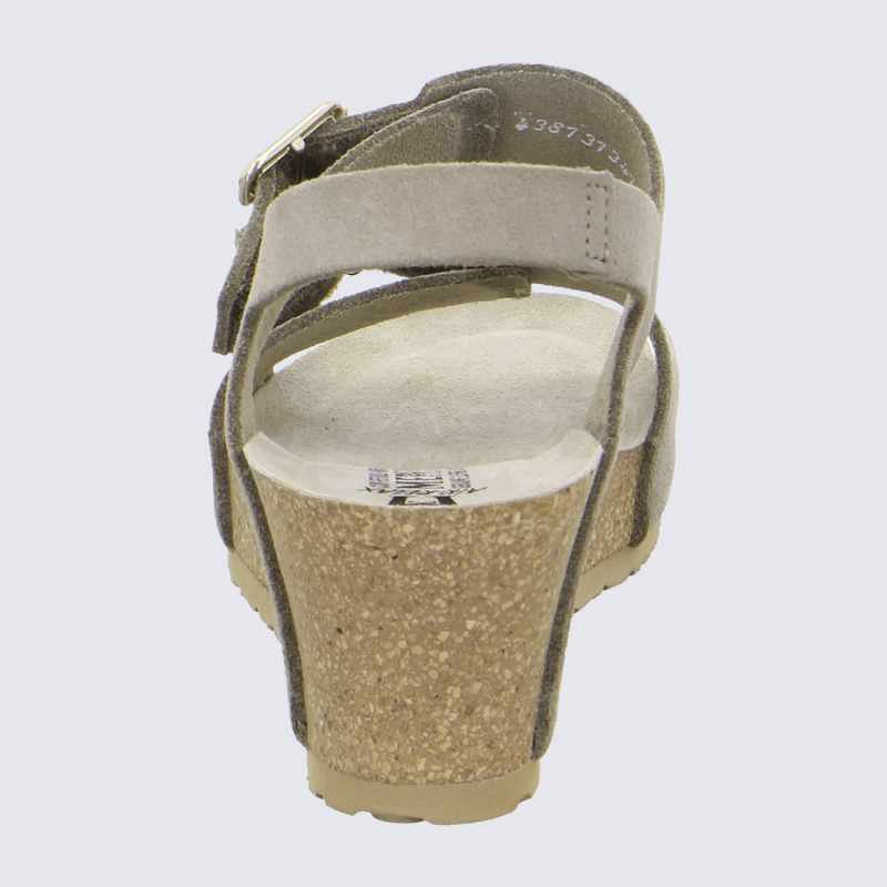 Sandales compensées Mephisto, sandales à talons compensés femme en cuir gris chaud