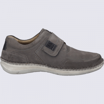 Chaussures Josef Seibel, Chaussures à scratch confort homme en cuir nubuck asphalte