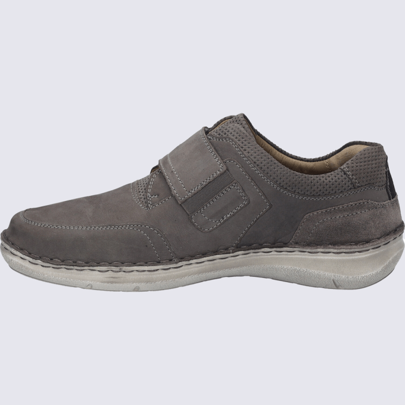 Chaussures Josef Seibel, Chaussures à scratch confort homme en cuir nubuck asphalte
