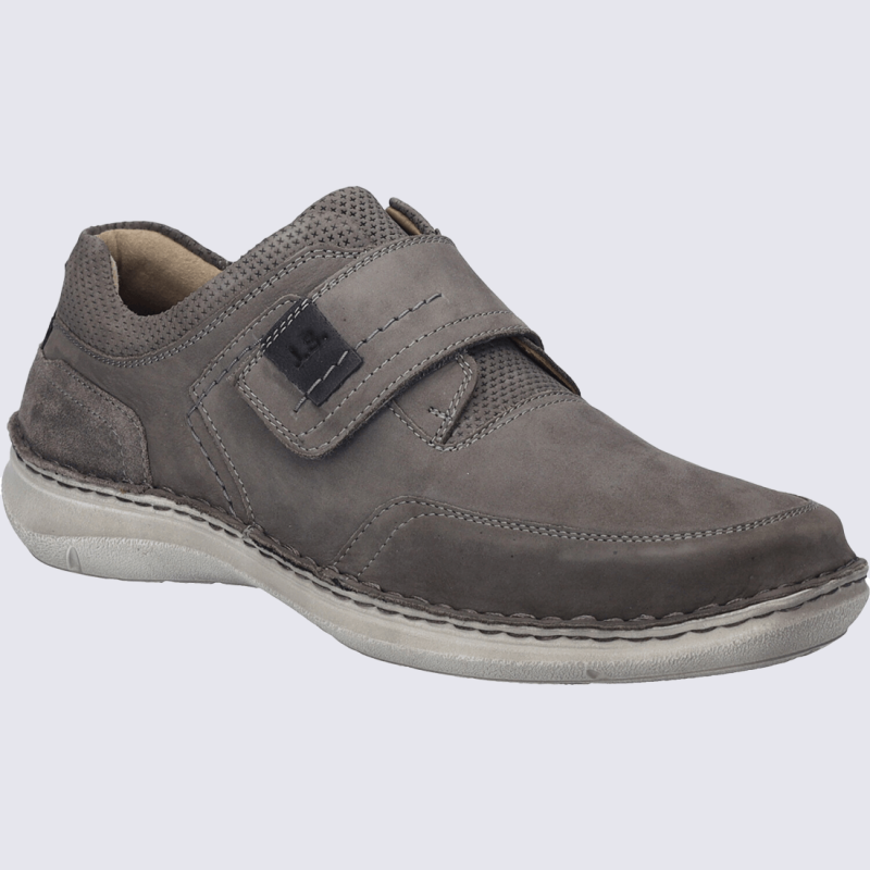 Chaussures Josef Seibel, Chaussures à scratch confort homme en cuir nubuck asphalte