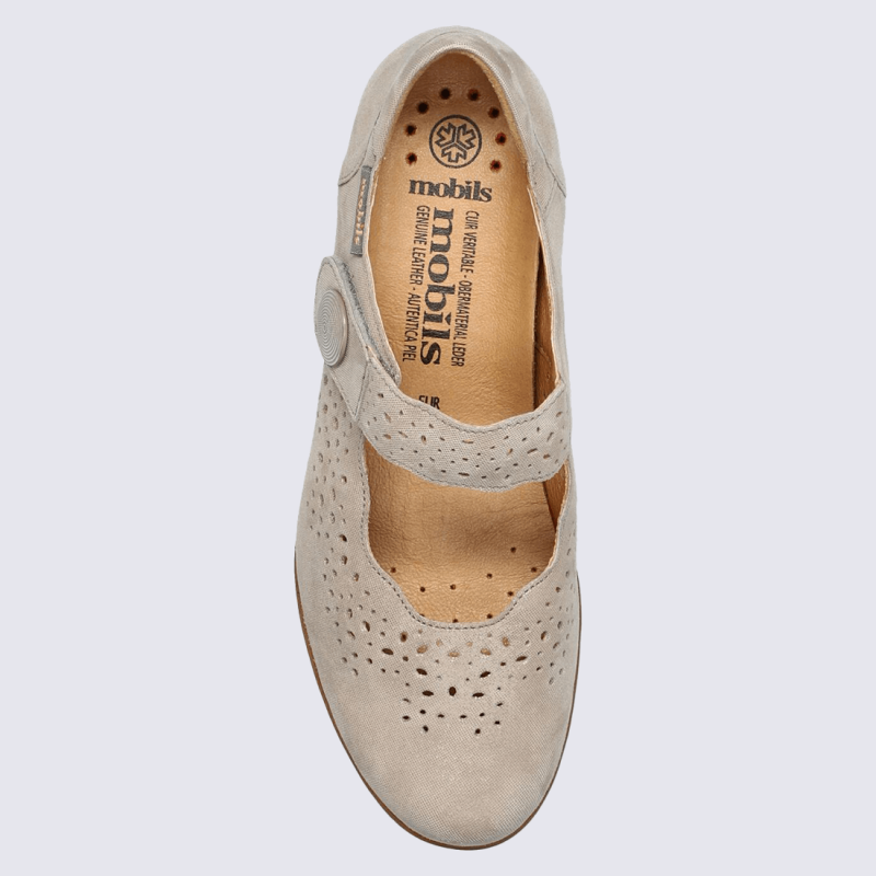 ballerines Mobils, ballerines confort fabienne femme en cuir taupe clair