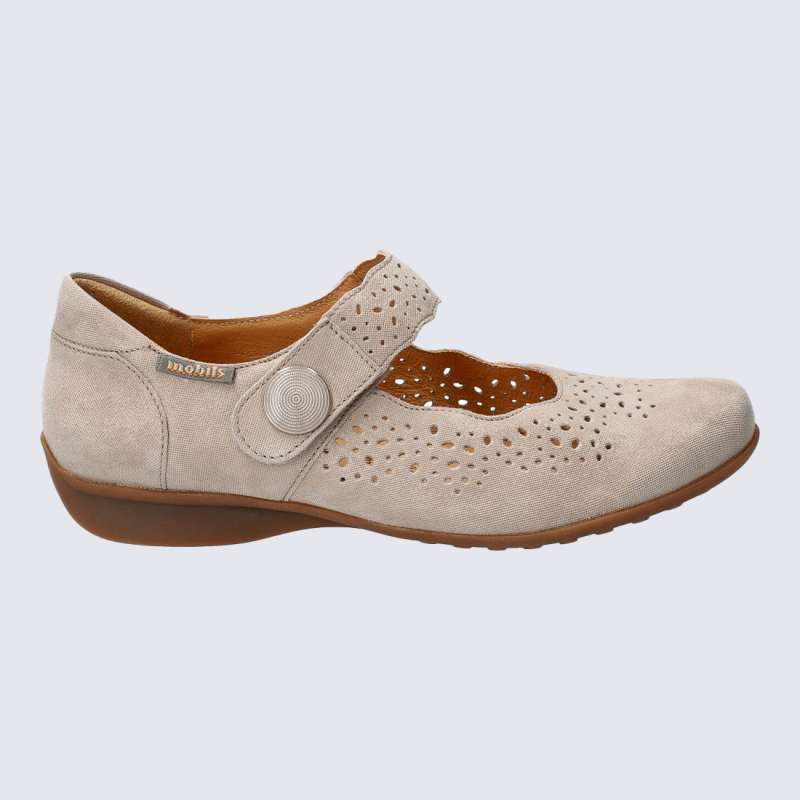 ballerines Mobils, ballerines confort fabienne femme en cuir taupe clair