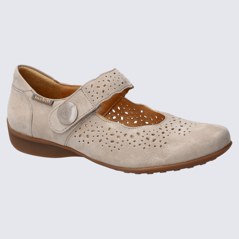 ballerines Mobils, ballerines confort fabienne femme en cuir taupe clair