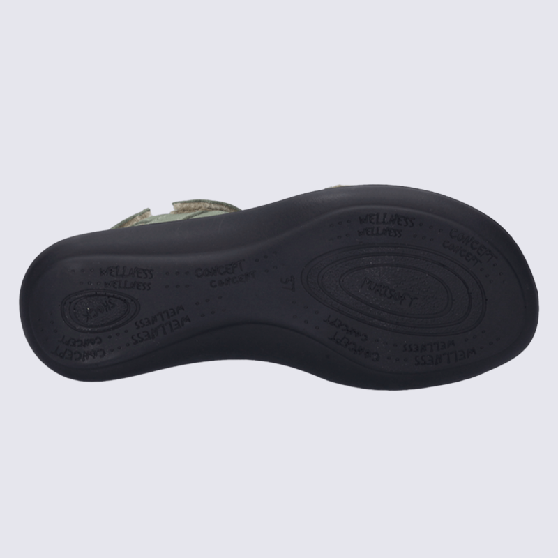 Nu-pieds Josef Seibel, nu-pieds femme à velcro en cuir menthe