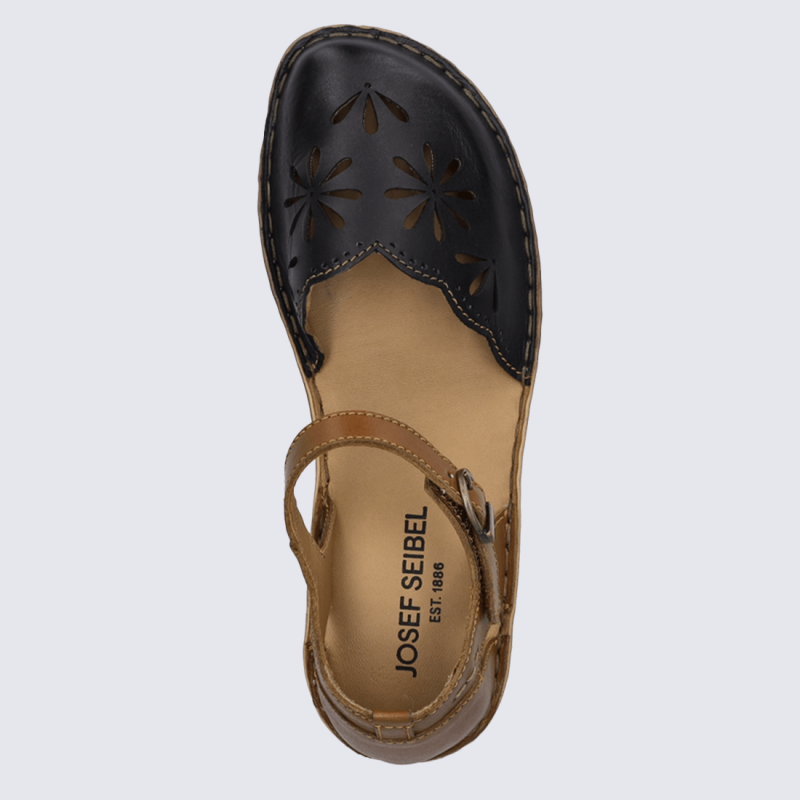 Sandales Rosalie Josef Seibel, Sandales élégantes cuir perforé femme noir
