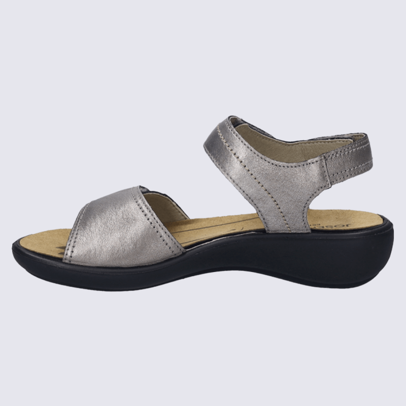 Nu-pieds Josef Seibel, Nu-pieds cuir de veau brillant femme en PU platine