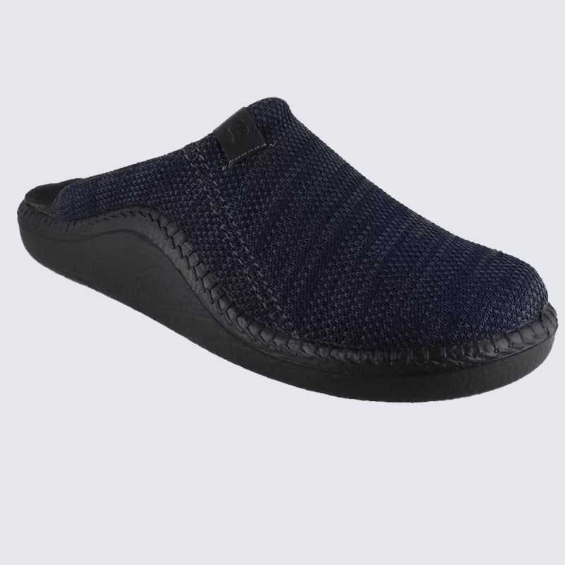 Mules Josef Seibel, Mules tricot  homme en textile bleu marine