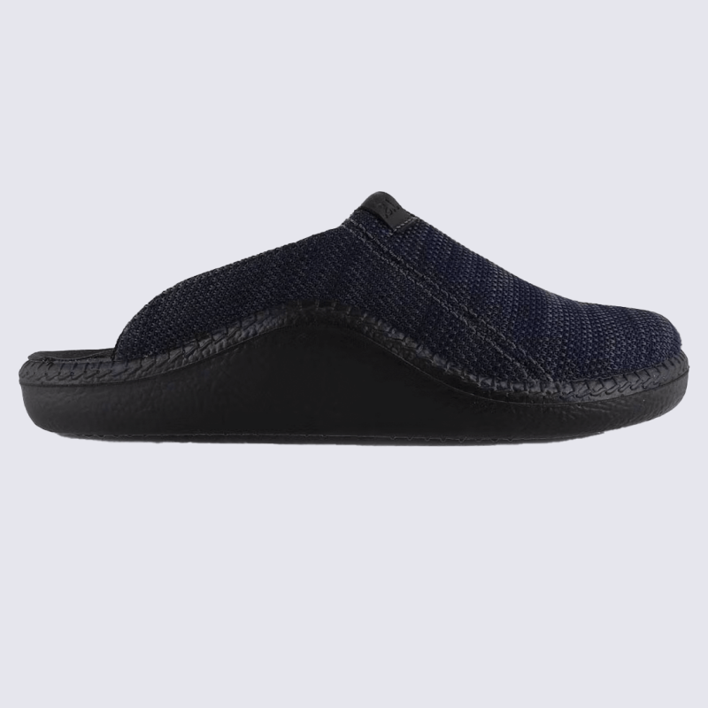 Mules Josef Seibel, Mules tricot  homme en textile bleu marine