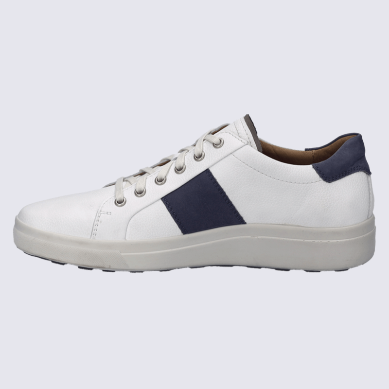 Baskets Josef Seibel, Baskets moderne cuir nubuck homme en blanc et bleu marine