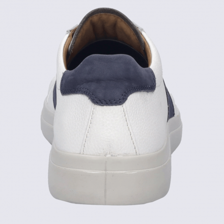 Baskets Josef Seibel, Baskets moderne cuir nubuck homme en blanc et bleu marine