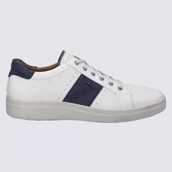Baskets Josef Seibel, Baskets moderne cuir nubuck homme en blanc et bleu marine