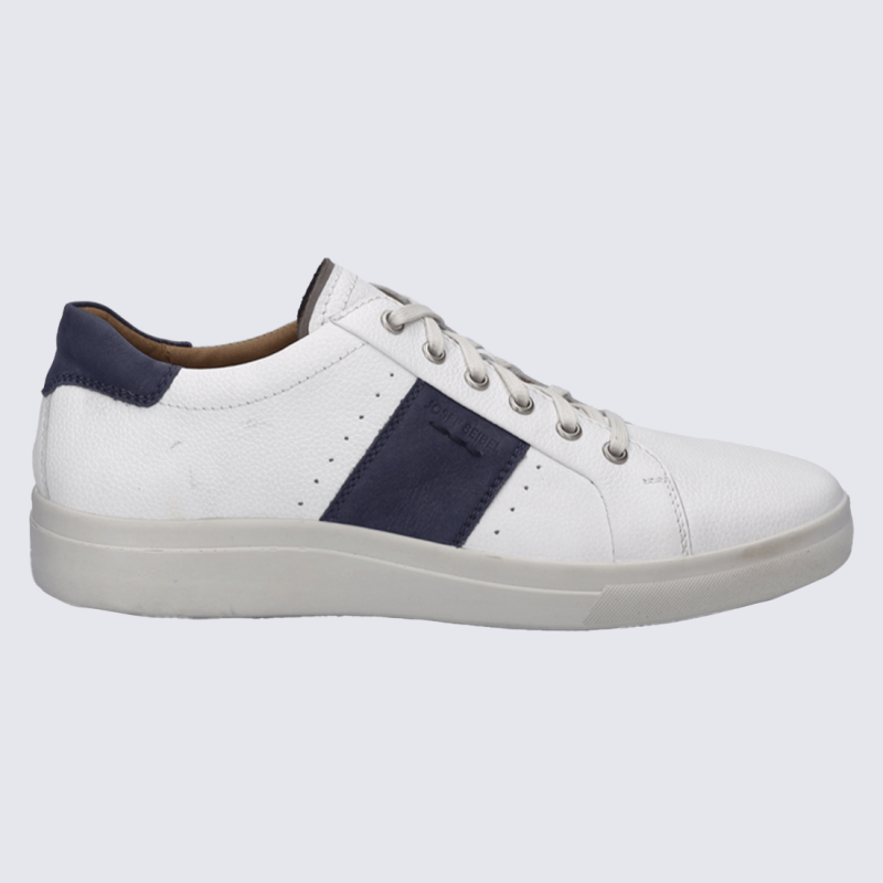 Baskets Josef Seibel, Baskets moderne cuir nubuck homme en blanc et bleu marine