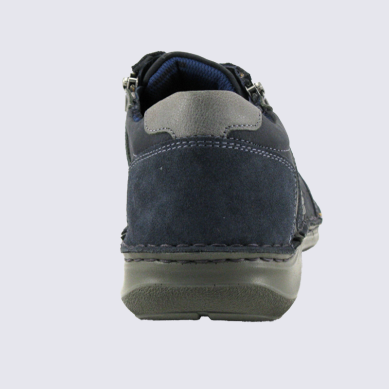 Baskets Josef Seibel, Baskets cuir marine homme en cuir et textile semelle confort à zip latéral