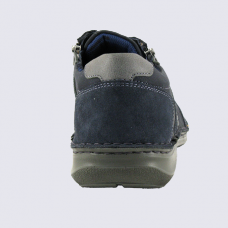 Baskets Josef Seibel, Baskets cuir marine homme en cuir et textile semelle confort à zip latéral Baskets Josef Seibel, Baskets cuir marine homme en cuir et textile semelle confort à zip latéral