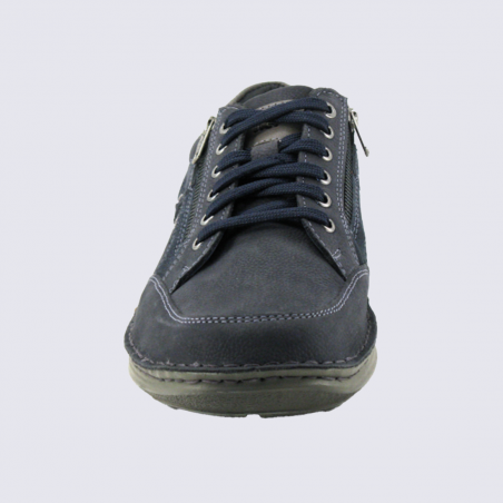 Baskets Josef Seibel, Baskets cuir marine homme en cuir et textile semelle confort à zip latéral Baskets Josef Seibel, Baskets cuir marine homme en cuir et textile semelle confort à zip latéral