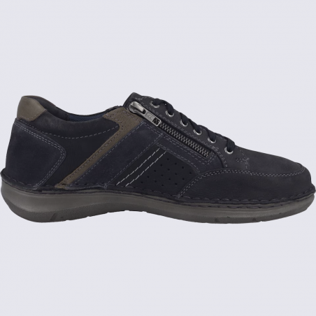 Baskets Josef Seibel, Baskets cuir marine homme en cuir et textile semelle confort à zip latéral Baskets Josef Seibel, Baskets cuir marine homme en cuir et textile semelle confort à zip latéral