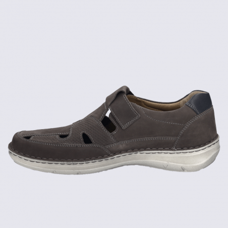 Sandales Josef Seibel, Sandales confort respirant homme en cuir nubuck granit