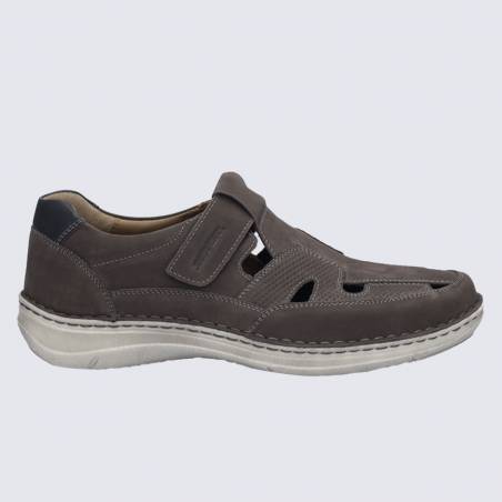 Sandales Josef Seibel, Sandales confort respirant homme en cuir nubuck granit