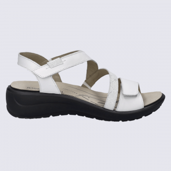 Sandales Josef Seibel, Sandales élégantes femme en cuir blanc argenté