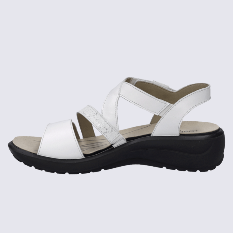 Sandales Josef Seibel, Sandales élégantes femme en cuir blanc argenté