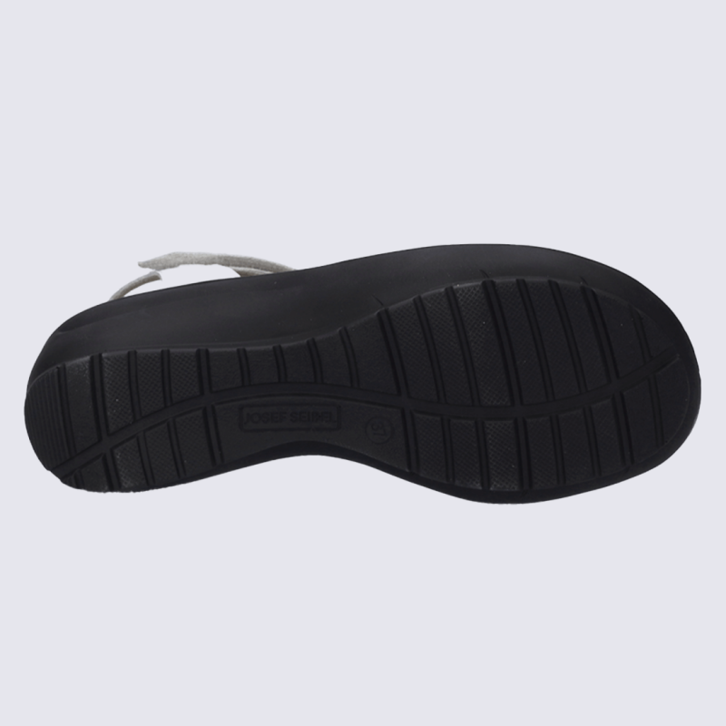 Sandales Josef Seibel, Sandales élégantes femme en cuir blanc argenté