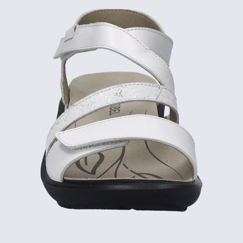 Sandales Josef Seibel, Sandales élégantes femme en cuir blanc argenté