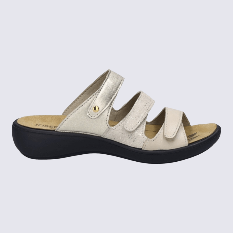 Sandales Josef Seibel,  Sandales chic et confort femme à semelle PU antidérapante cuir lisse crème