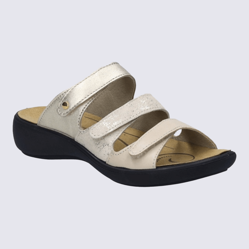 Sandales Josef Seibel,  Sandales chic et confort femme à semelle PU antidérapante cuir lisse crème