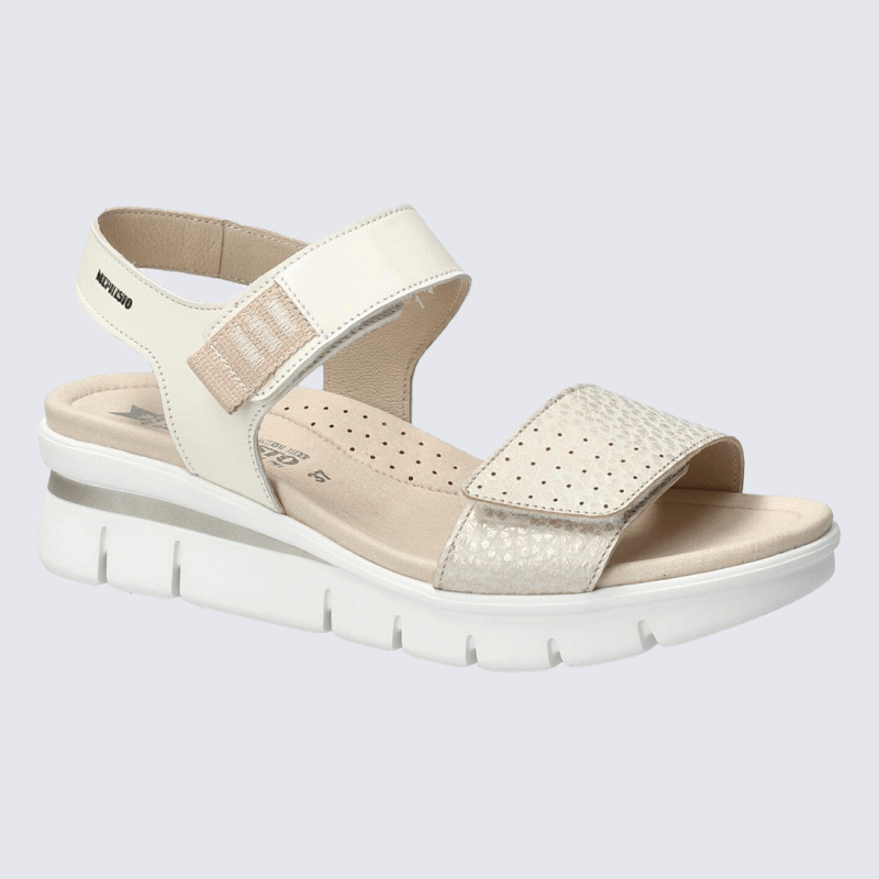 Sandales Mephisto, Sandales agréable femme en cuir sable clair