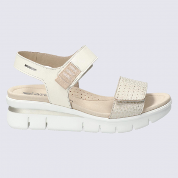 Sandales Mephisto, Sandales agréable femme en cuir sable clair