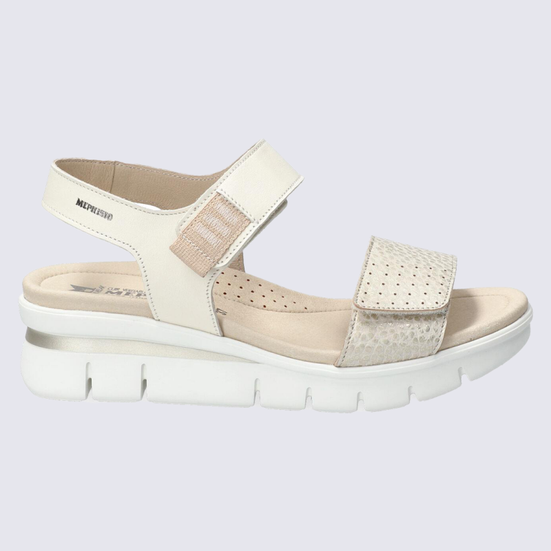 Sandales Mephisto, Sandales agréable femme en cuir sable clair