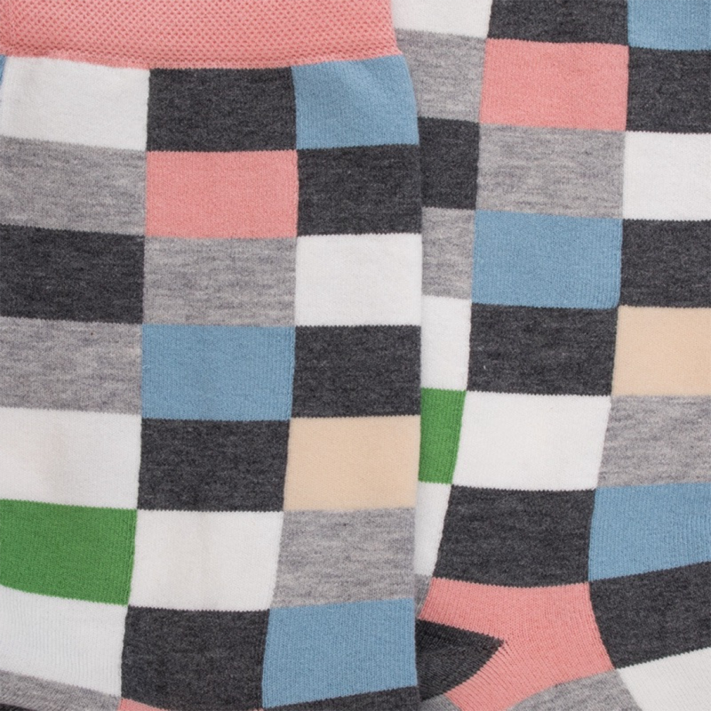 Chaussettes Doré Doré, chaussettes à carreaux/échiquier femme en coton oxford/praline
