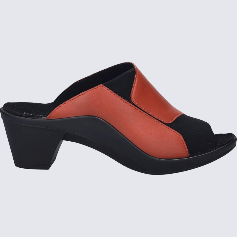 Mules Josef Seibel, Mules avec soutien plantaire chic pour femme cuir rouge