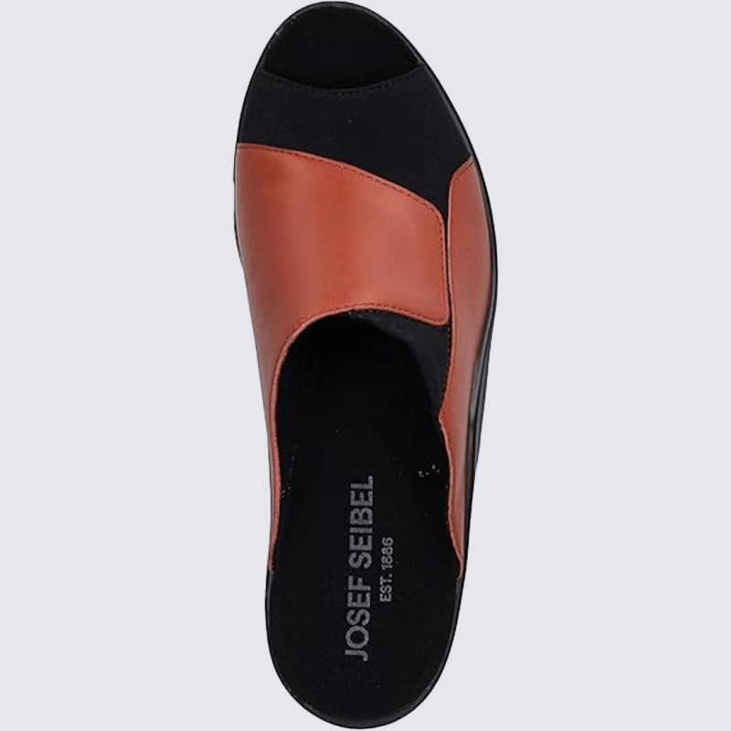 Mules Josef Seibel, Mules avec soutien plantaire chic pour femme cuir rouge