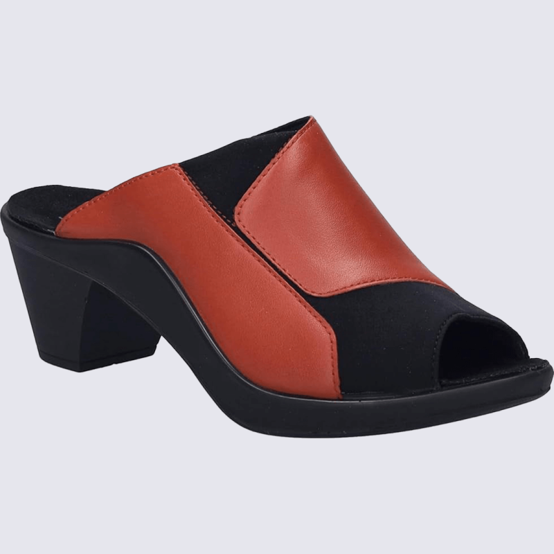 Mules Josef Seibel, Mules avec soutien plantaire chic pour femme cuir rouge