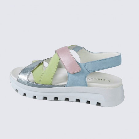 Sandales Waldläufer, Sandales pastel femme avec velcro et semelle confort cuir multicolore Sandales Waldläufer, Sandales pastel femme avec velcro et semelle confort cuir multicolore